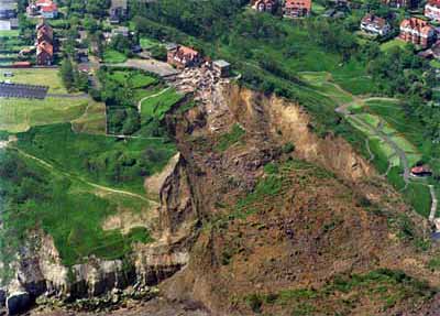 Holbeck Hall landslide, Scarborough, North Yorkshire in June 1993.