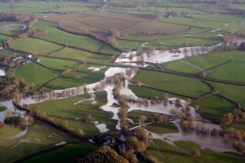 Flooding river in Cornwall, UK, 2010