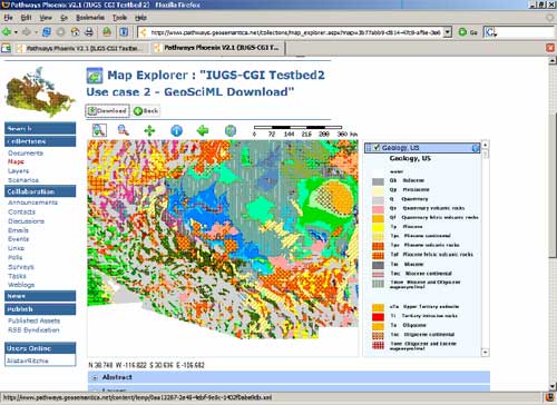 Example of a GeoSciML downloaded map — one of the aims of OneGeology