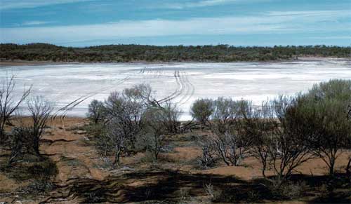 Salt lake near Lake Rebecca, Kalgoorlie, Australia