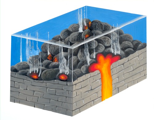 Undersea eruption of pillow lava.