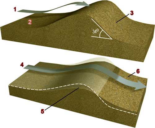 Diagram showing how dunes form