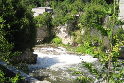 The Elora Gorge is being eroded by the Grand River.  Elora, Ontario, Canada. © Richard Burt