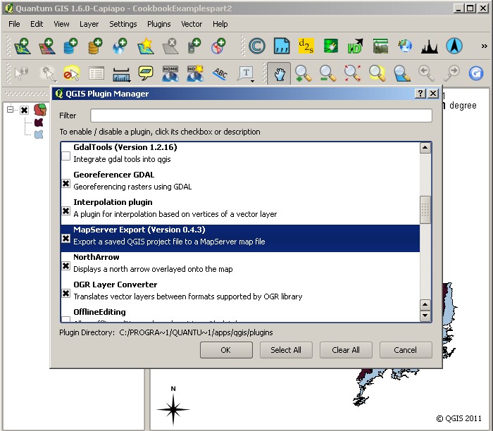 QGIS Enabling the MapServer Export plugin
