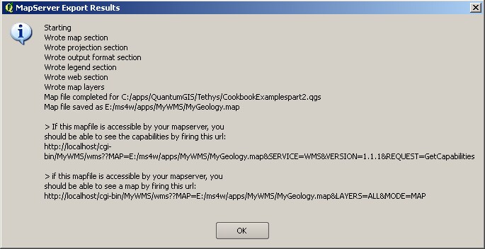QGIS MapServer Export results summary