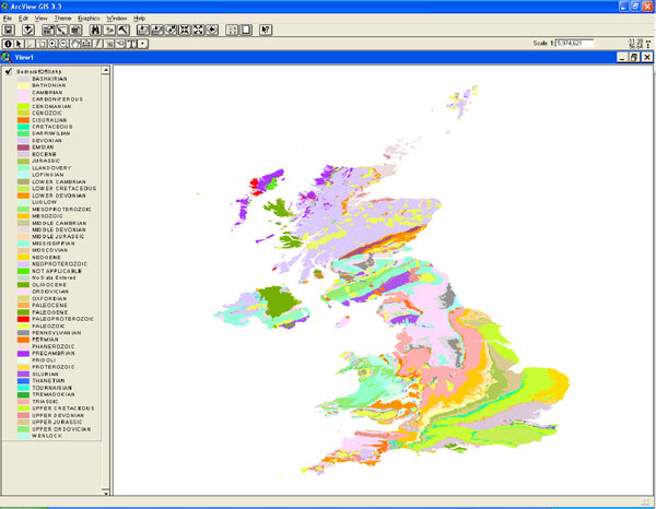 ArcView map view showing symbolized data