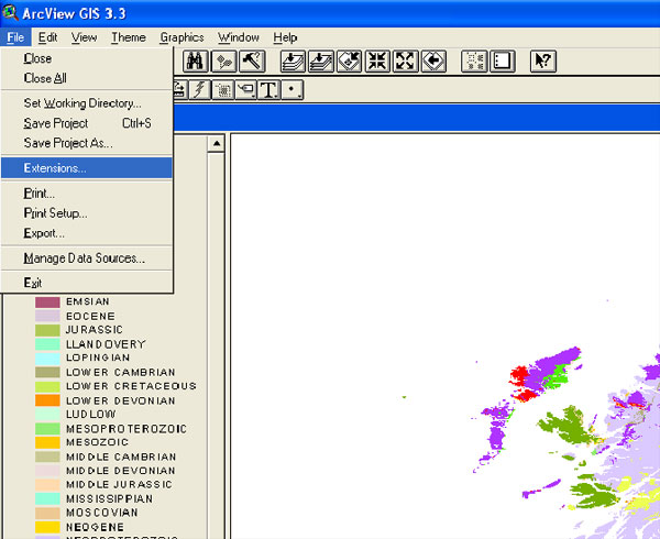 Loading the Gix ArcView extension