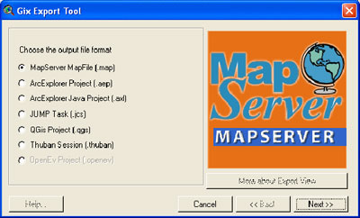 Gix export tool, selecting output format