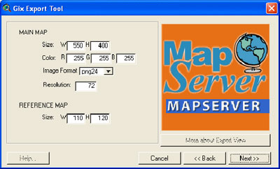 Gix export tool, details for the main, and reference maps